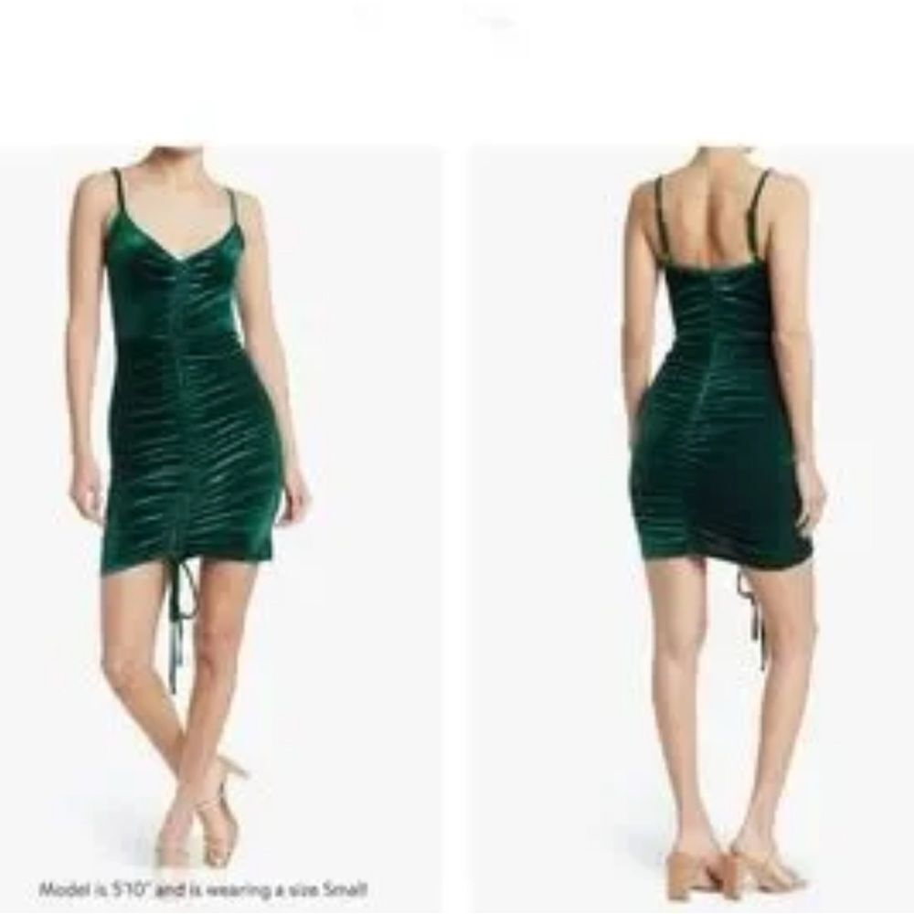 AREA Stars Sosi  tie hem NWT Emerald Spaghetti Strap velvet Bodycon dress SMALL